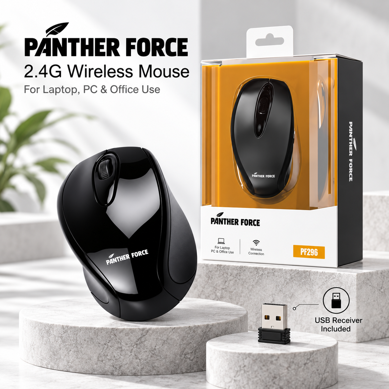 Panther Force 2.4G Wireless Mouse For Laptop PC Office Use Glossy Black 5 Panther Force 2.4G Wireless Mouse For Laptop PC Office Use Glossy Black - Image 5