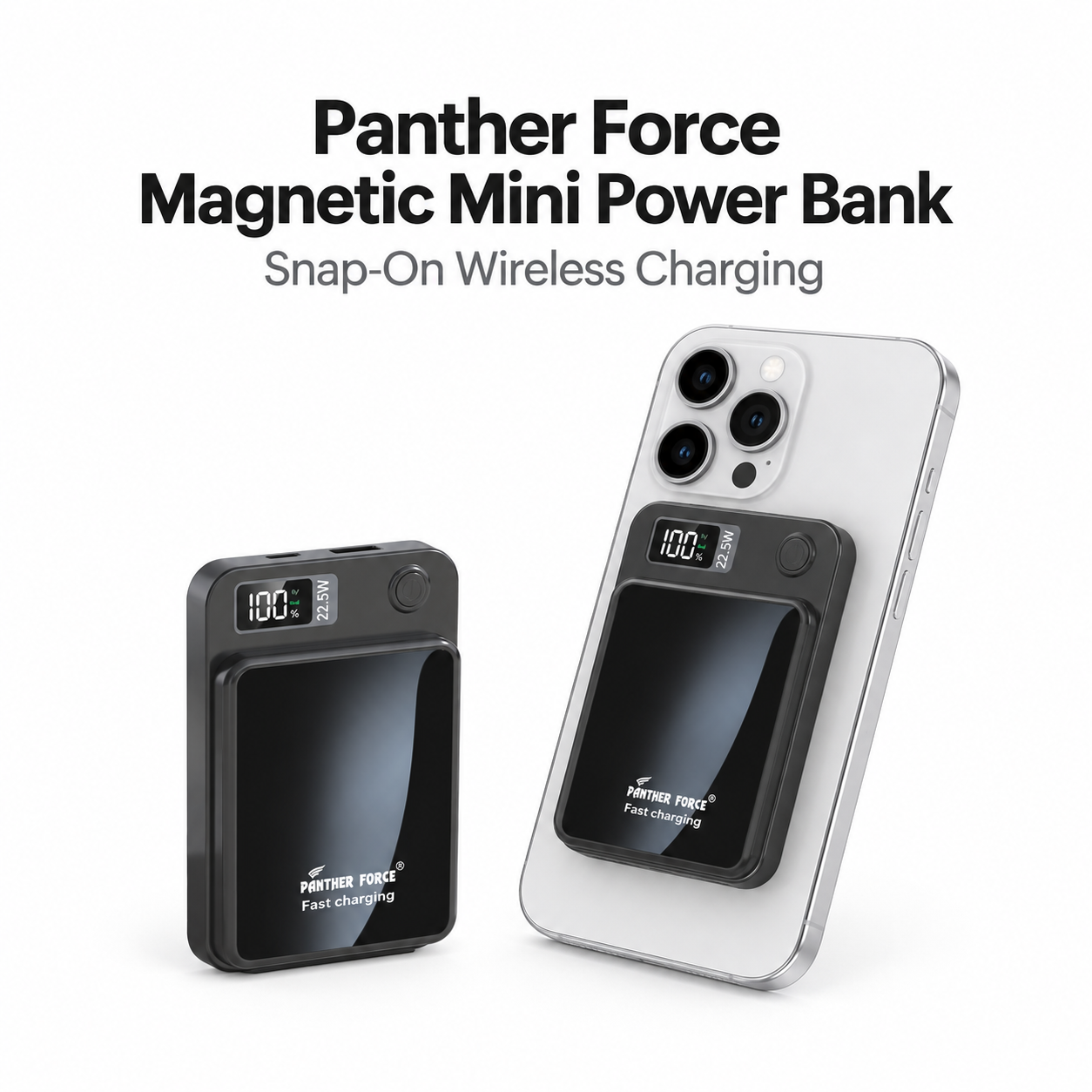 Panther Force 22.5W Magnetic Power Bank Wireless Fast Charger Digital Display UK 1 Panther Force 22.5W Magnetic Power Bank Wireless Fast Charger Digital Display UK