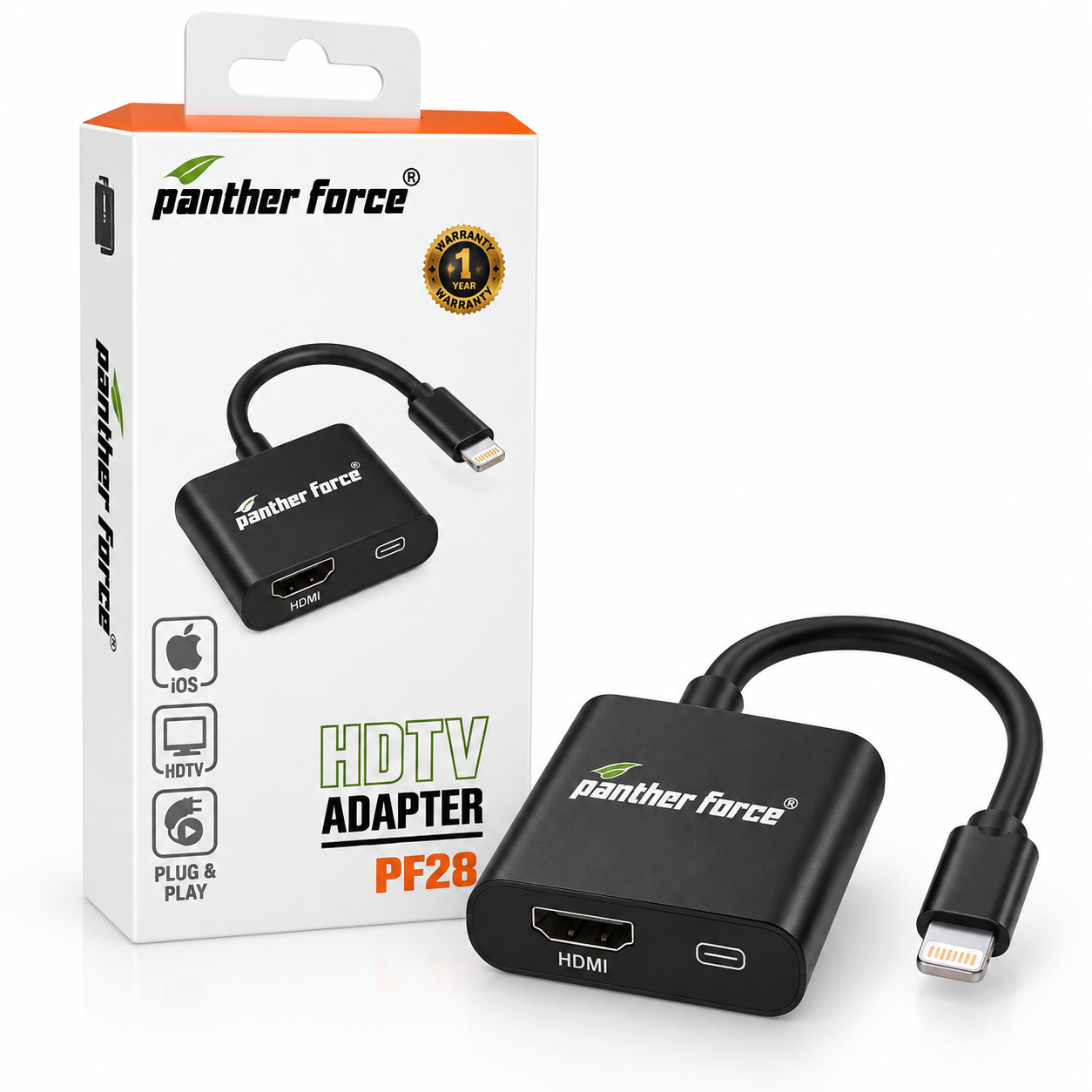 PANTHER FORCE HDTV Adapter for Apple iPhone & iPad, Plug and Play Lightning to HDMI Cable with Charging Port 3 PANTHER FORCE HDTV Adapter for Apple iPhone & iPad, Plug and Play Lightning to HDMI Cable with Charging Port - Image 3