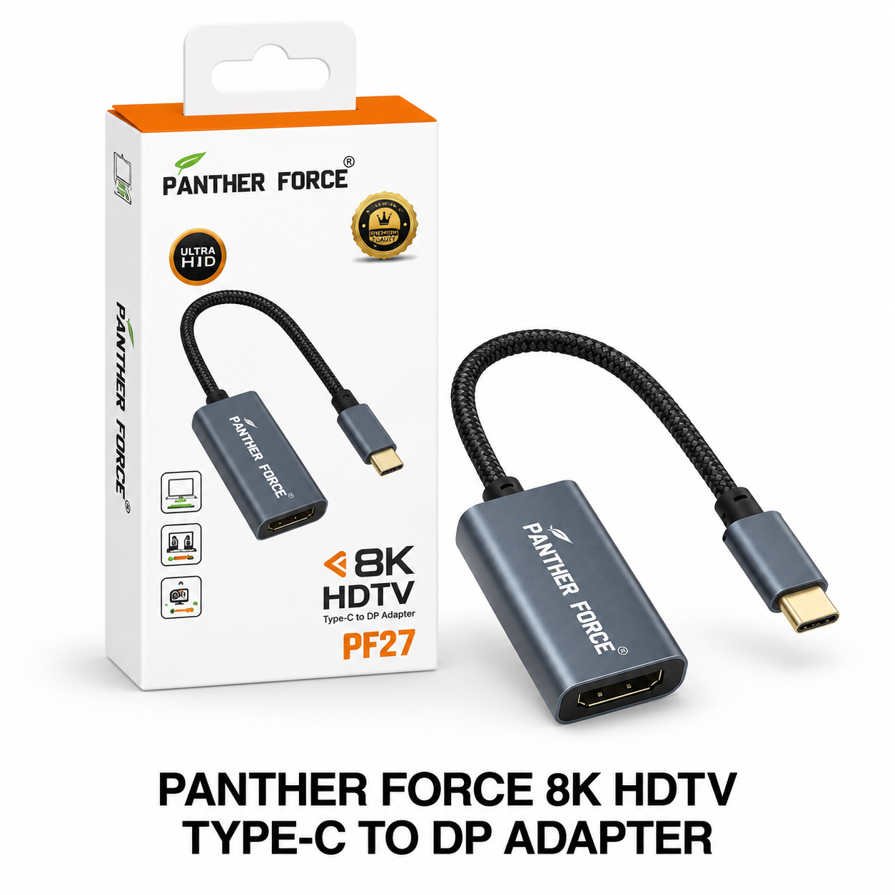PANTHER FORCE 8K HDTV Type-C to DP Adapter, Ultra HD USB-C to DisplayPort Cable Converter 1 PANTHER FORCE 8K HDTV Type-C to DP Adapter, Ultra HD USB-C to DisplayPort Cable Converter