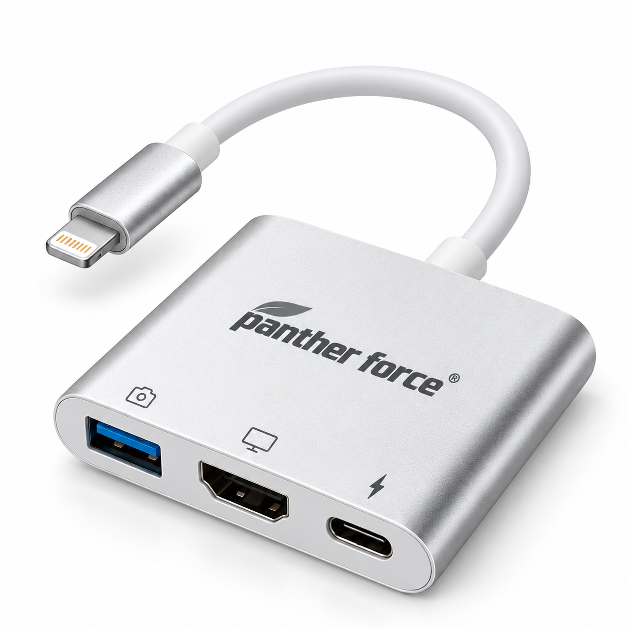 Panther Force 3 in 1 HDMI USB USB-C Multiport Adapter Hub Silver 3 Panther Force 3 in 1 HDMI USB USB-C Multiport Adapter Hub Silver - Image 3
