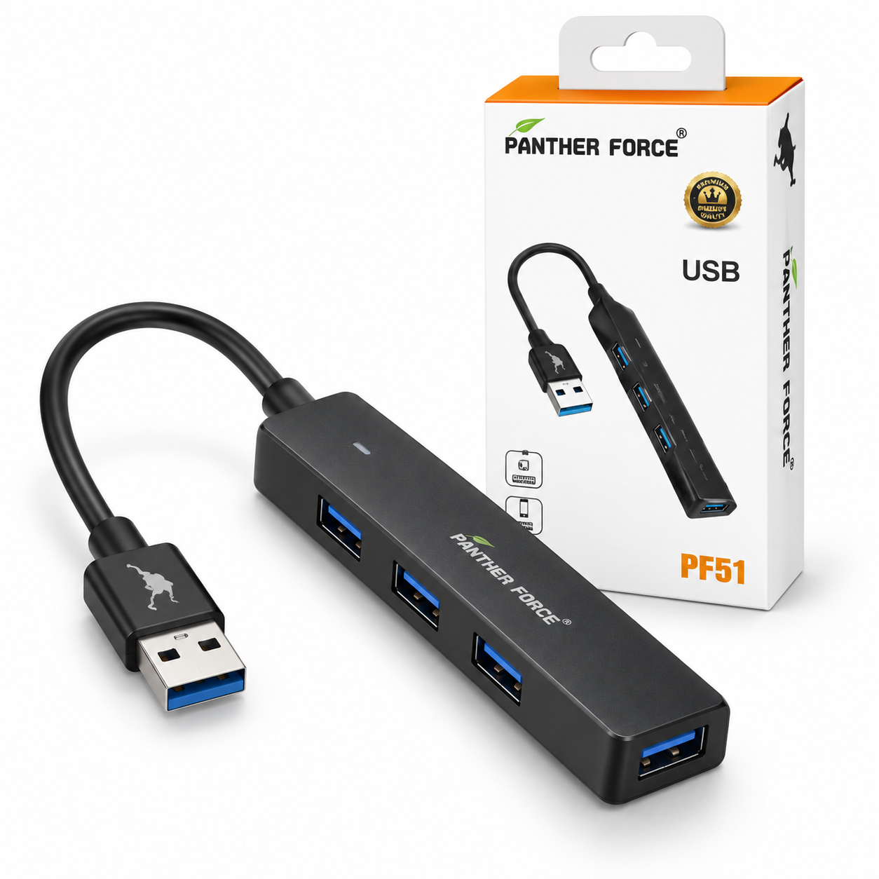 PANTHER FORCE 3 in 1 USB Hub, High-Speed 3-Port USB Splitter Extension Adapter for Laptops & PCs 2 PANTHER FORCE 3 in 1 USB Hub, High-Speed 3-Port USB Splitter Extension Adapter for Laptops & PCs - Image 2