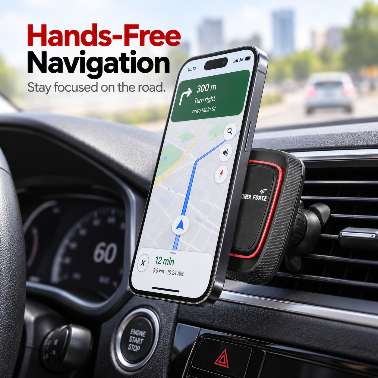 Panther Force Magnetic Air Vent Phone Holder 360° Rotation Car Mount Black 5 Panther Force Magnetic Air Vent Phone Holder 360° Rotation Car Mount Black - Image 5