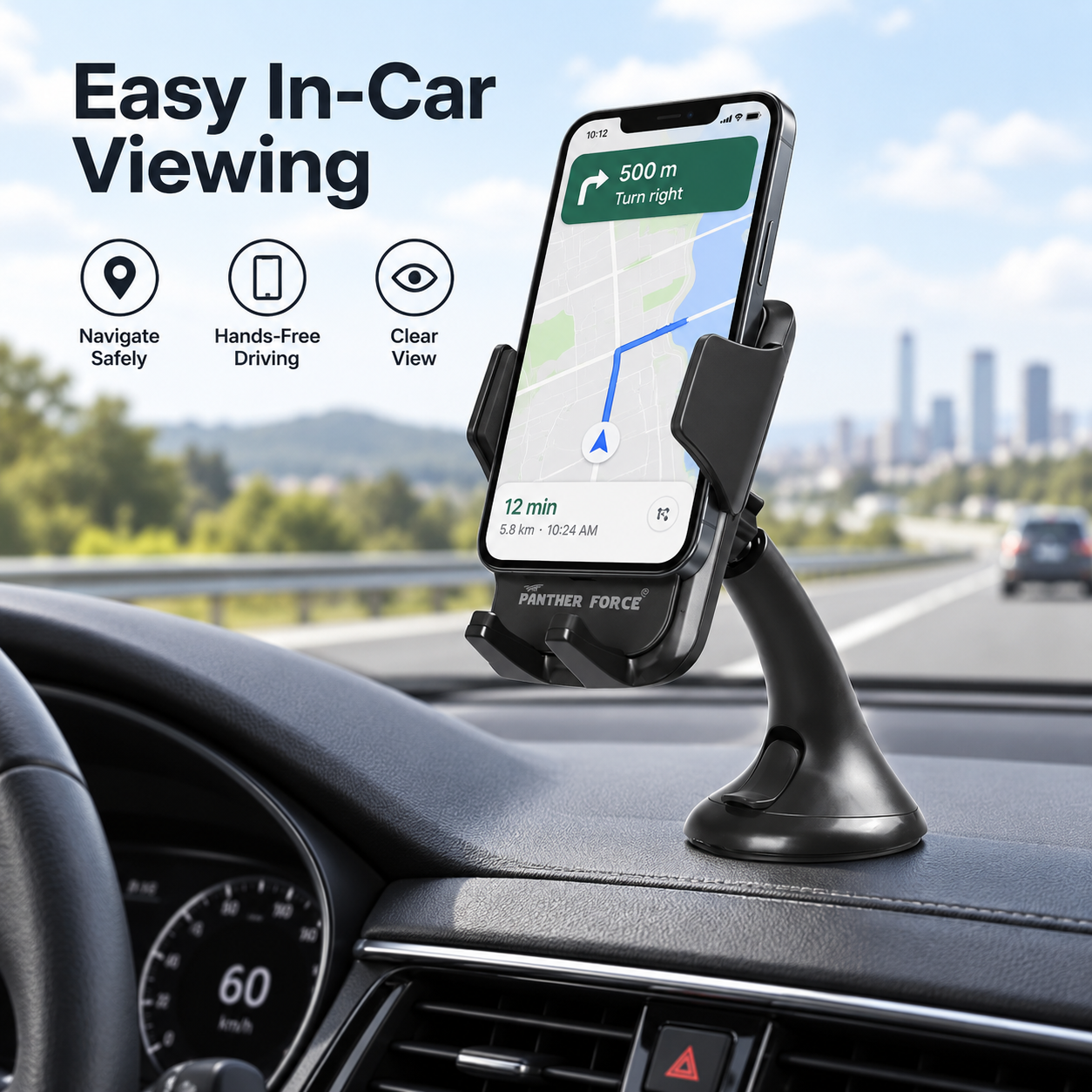 Panther Force Car Phone Holder Stand Adjustable Dashboard Suction Mount Cradle 5 Panther Force Car Phone Holder Stand Adjustable Dashboard Suction Mount Cradle - Image 5
