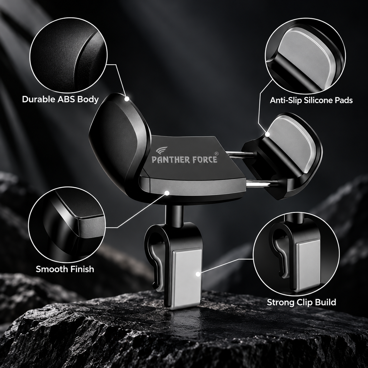 Panther Force Car Air Vent Phone Holder Adjustable Secure Grip Mount Black 3 Panther Force Car Air Vent Phone Holder Adjustable Secure Grip Mount Black - Image 3