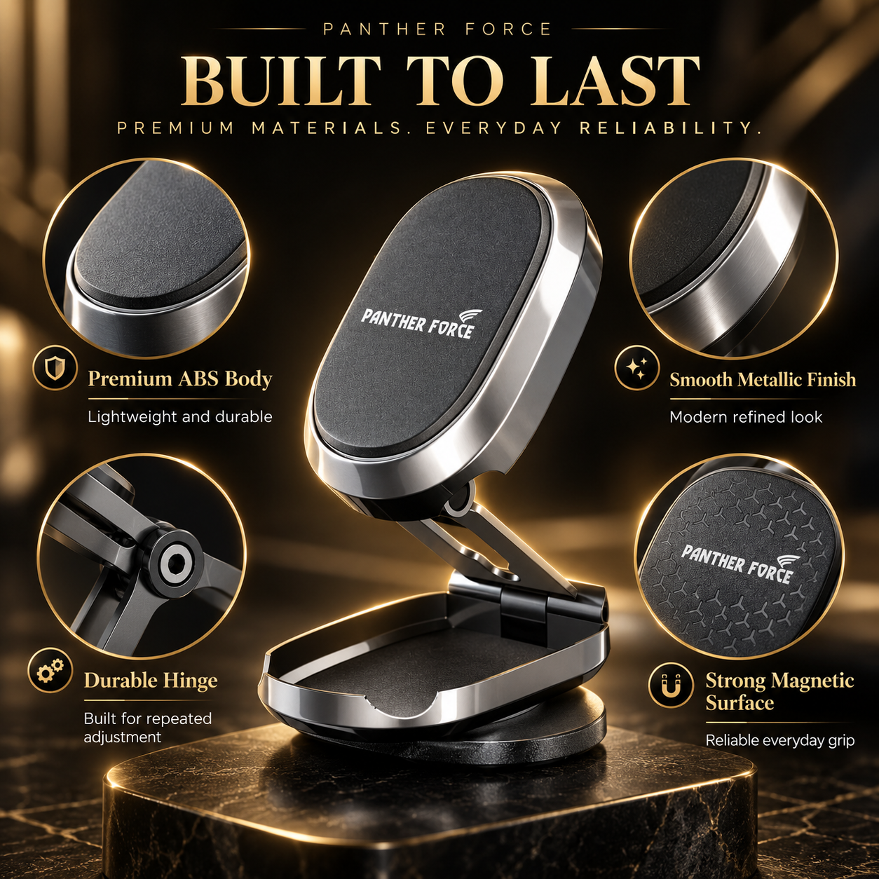Panther Force Foldable Magnetic Phone Car Mount Holder Strong Grip Dashboard Stand 2 Panther Force Foldable Magnetic Phone Car Mount Holder Strong Grip Dashboard Stand - Image 2