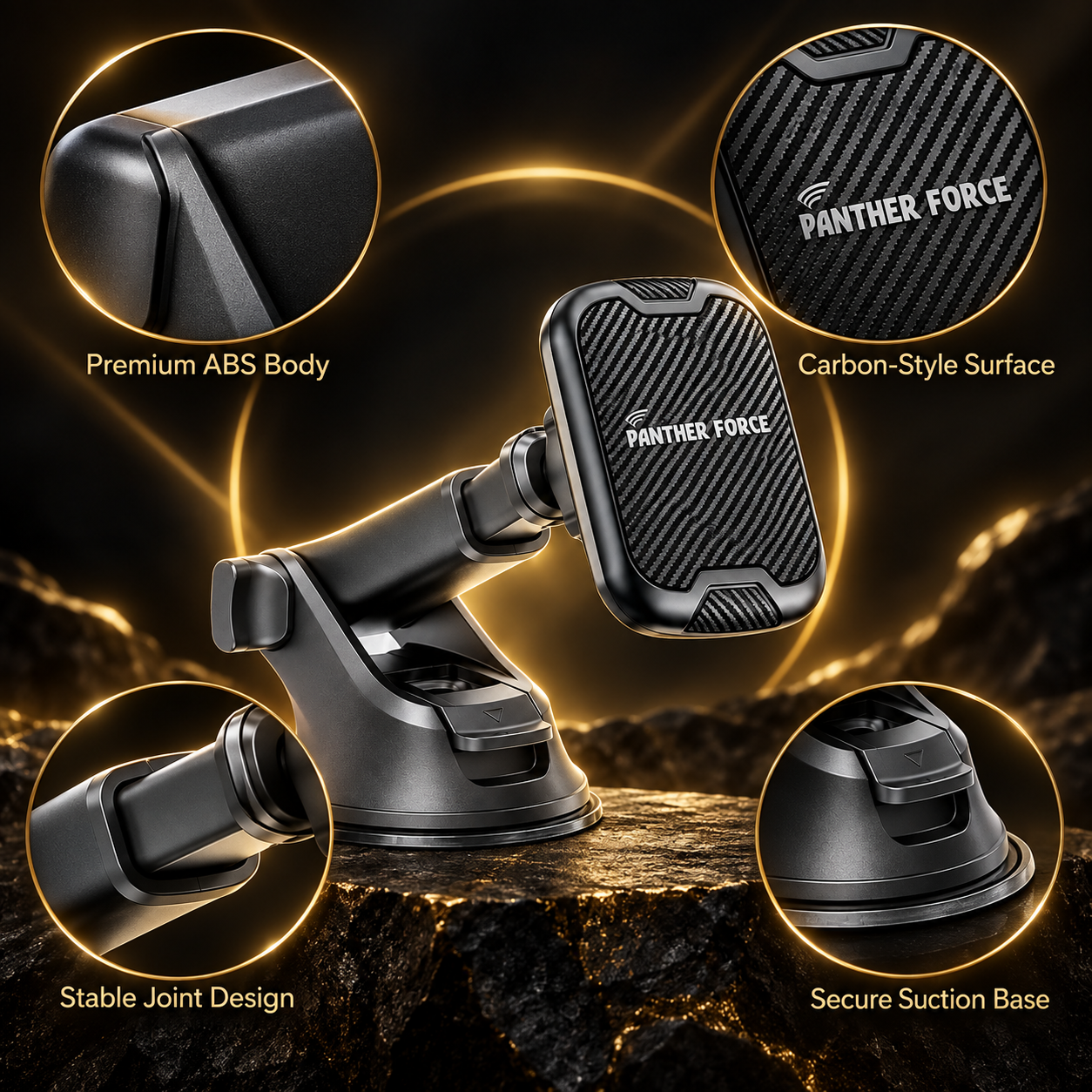 Panther Force Magnetic Car Phone Holder Dashboard Mount Suction Base Black 2 Panther Force Magnetic Car Phone Holder Dashboard Mount Suction Base Black - Image 2
