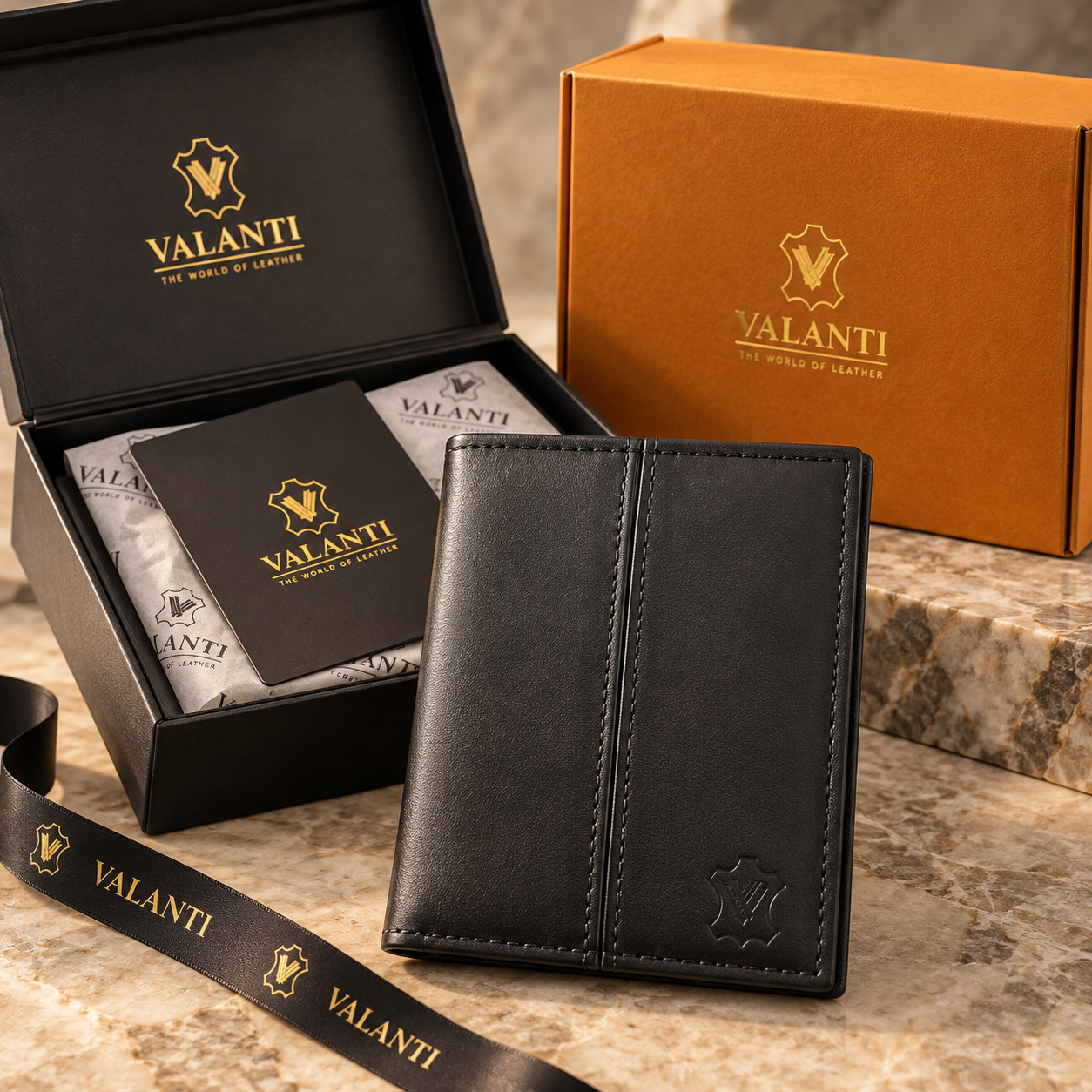 VALANTI Men's Genuine Leather Wallet Black Slim Bifold Card & Cash Holder Gift UK 2 VALANTI Men's Genuine Leather Wallet Black Slim Bifold Card & Cash Holder Gift UK - Image 2