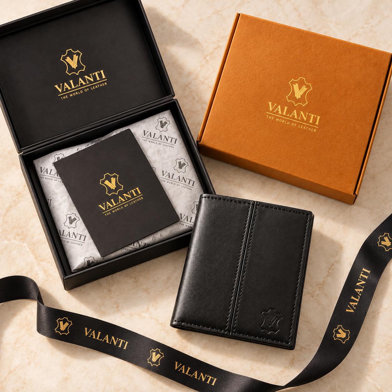 VALANTI Men's Genuine Leather Wallet Black Slim Bifold Card & Cash Holder Gift UK 3 VALANTI Men's Genuine Leather Wallet Black Slim Bifold Card & Cash Holder Gift UK - Image 3