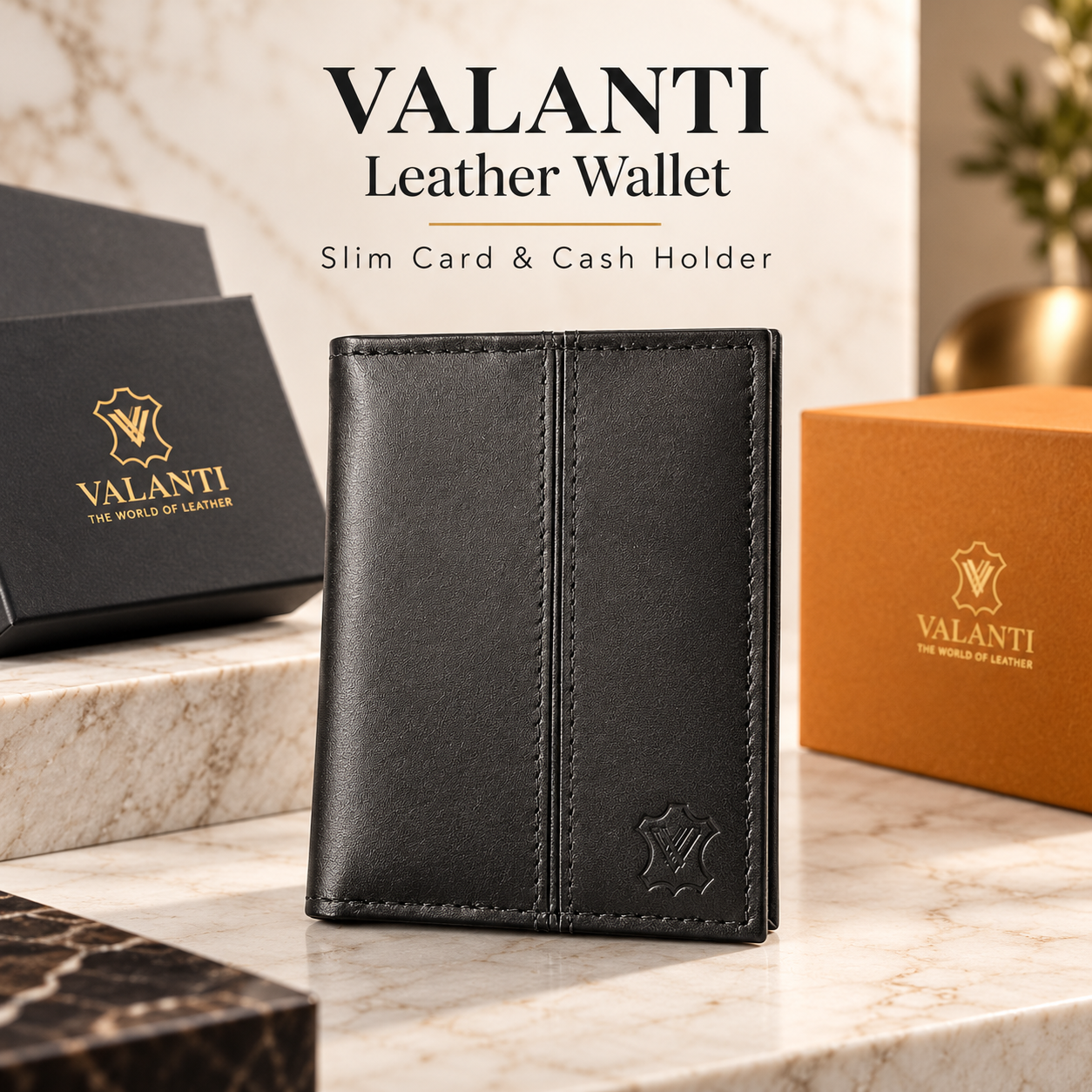 VALANTI Men's Genuine Leather Wallet Black Slim Bifold Card & Cash Holder Gift UK 1 VALANTI Men's Genuine Leather Wallet Black Slim Bifold Card & Cash Holder Gift UK