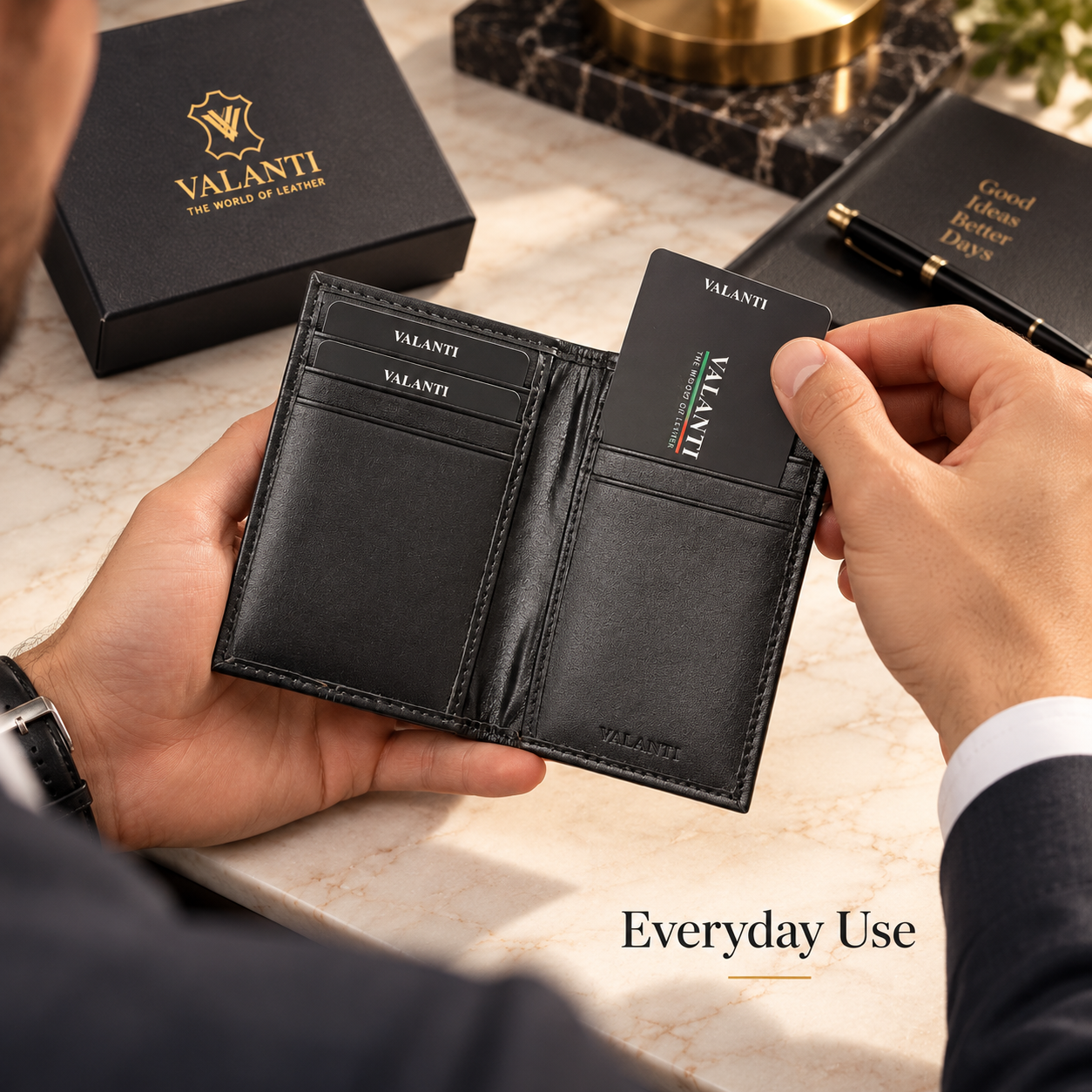 VALANTI Men's Genuine Leather Wallet Black Slim Bifold Card & Cash Holder Gift UK 8 VALANTI Men's Genuine Leather Wallet Black Slim Bifold Card & Cash Holder Gift UK - Image 8