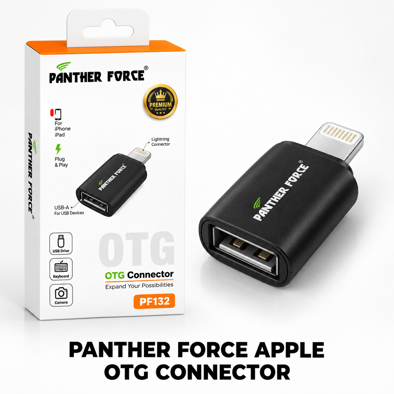 PANTHER FORCE Apple OTG Connector USB-A to Lightning Adapter For iPhone iPad 1 PANTHER FORCE Apple OTG Connector USB-A to Lightning Adapter For iPhone iPad
