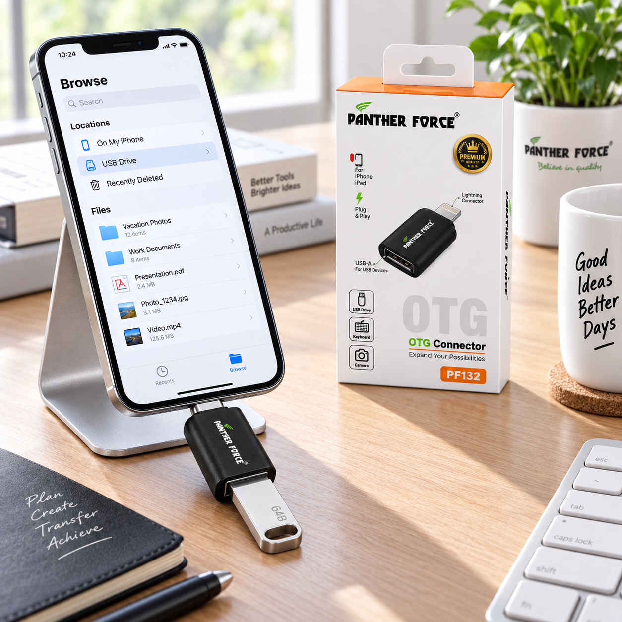 PANTHER FORCE Apple OTG Connector USB-A to Lightning Adapter For iPhone iPad 4 PANTHER FORCE Apple OTG Connector USB-A to Lightning Adapter For iPhone iPad - Image 4