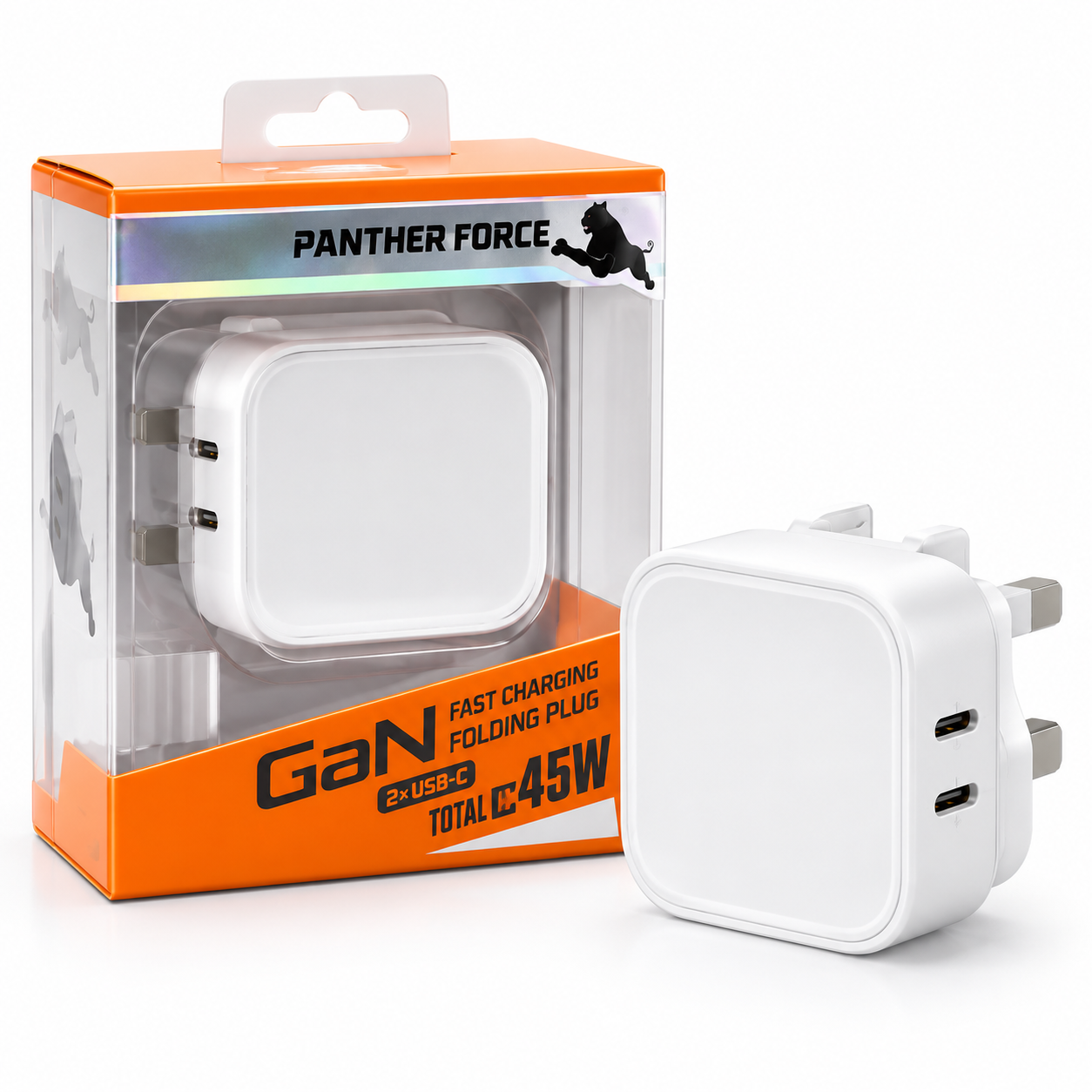 Panther Force 45W GaN Fast Charging Wall Charger Dual USB-C Folding Plug Adapter 3 Panther Force 45W GaN Fast Charging Wall Charger Dual USB-C Folding Plug Adapter - Image 3