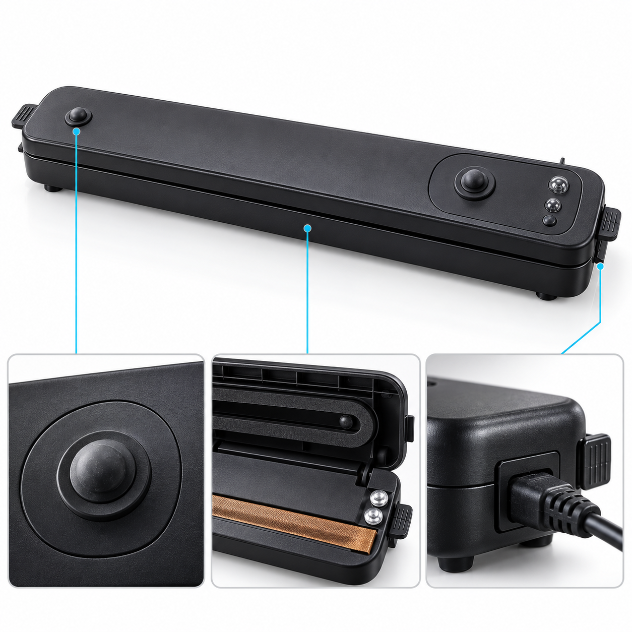 Electric Food Vacuum Sealer Machine Kitchen Storage Packing System Black Home UK 4 Electric Food Vacuum Sealer Machine Kitchen Storage Packing System Black Home UK - Image 4