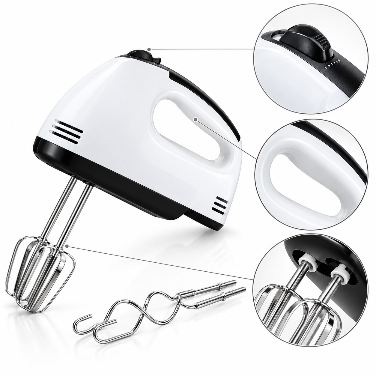 Electric Hand Mixer 7 Speed Kitchen Whisk Egg Beater Baking Cake Food Blender UK 4 Electric Hand Mixer 7 Speed Kitchen Whisk Egg Beater Baking Cake Food Blender UK - Image 4