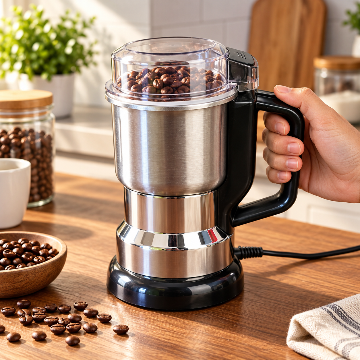 Electric Coffee Grinder Stainless Steel Spice Nuts Seeds Mill Kitchen Blender UK 5 Electric Coffee Grinder Stainless Steel Spice Nuts Seeds Mill Kitchen Blender UK - Image 5