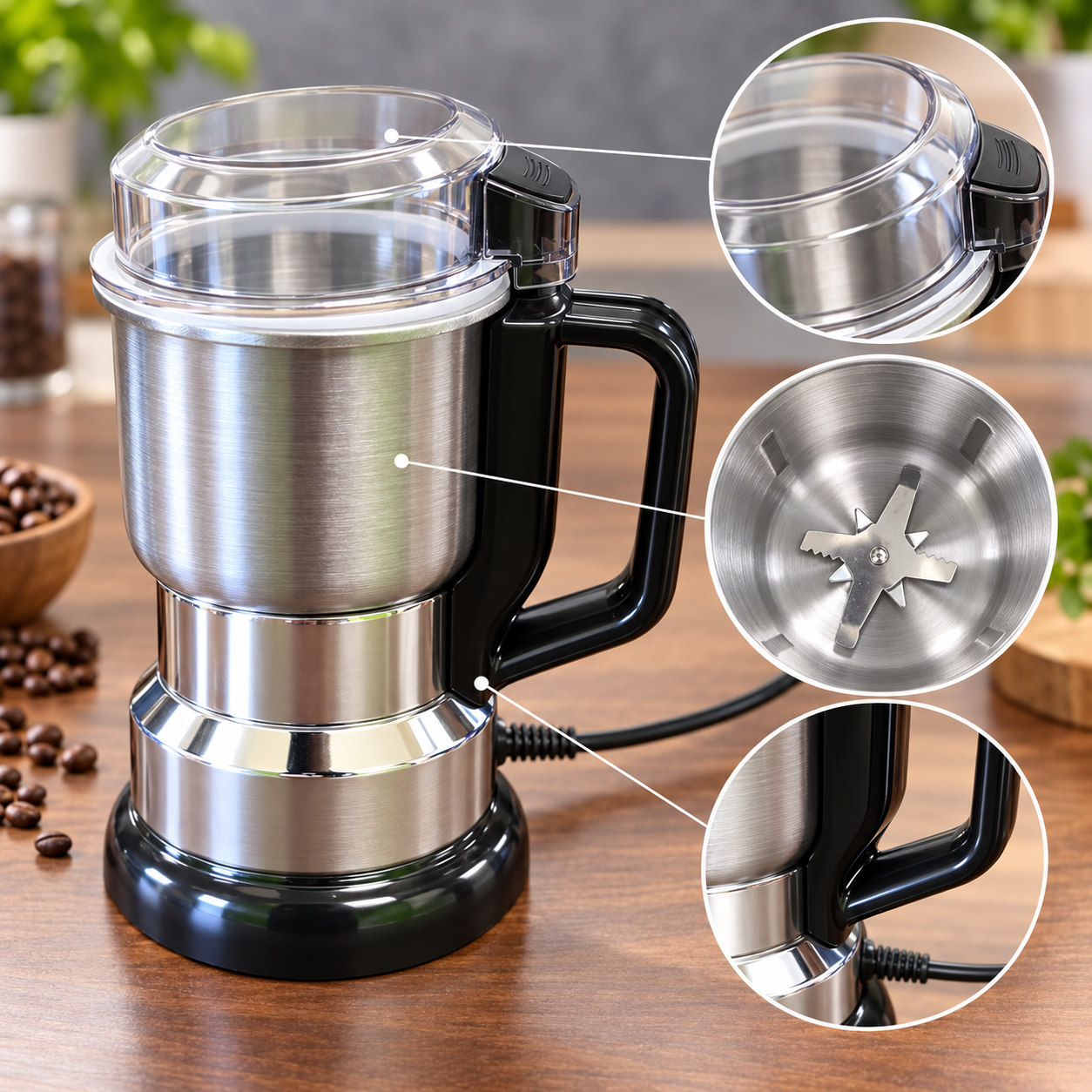 Electric Coffee Grinder Stainless Steel Spice Nuts Seeds Mill Kitchen Blender UK 4 Electric Coffee Grinder Stainless Steel Spice Nuts Seeds Mill Kitchen Blender UK - Image 4