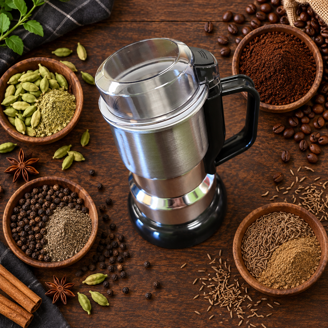 Electric Coffee Grinder Stainless Steel Spice Nuts Seeds Mill Kitchen Blender UK 2 Electric Coffee Grinder Stainless Steel Spice Nuts Seeds Mill Kitchen Blender UK - Image 2