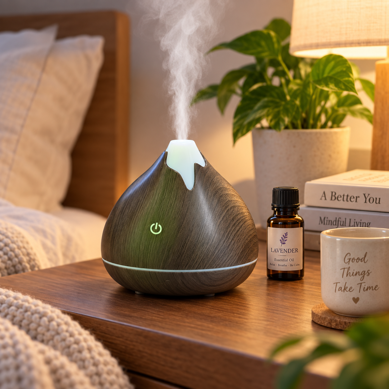 Wood Grain Aromatherapy Humidifier Essential Oil Diffuser Cool Mist LED Rooms UK 5 Wood Grain Aromatherapy Humidifier Essential Oil Diffuser Cool Mist LED Rooms UK - Image 5