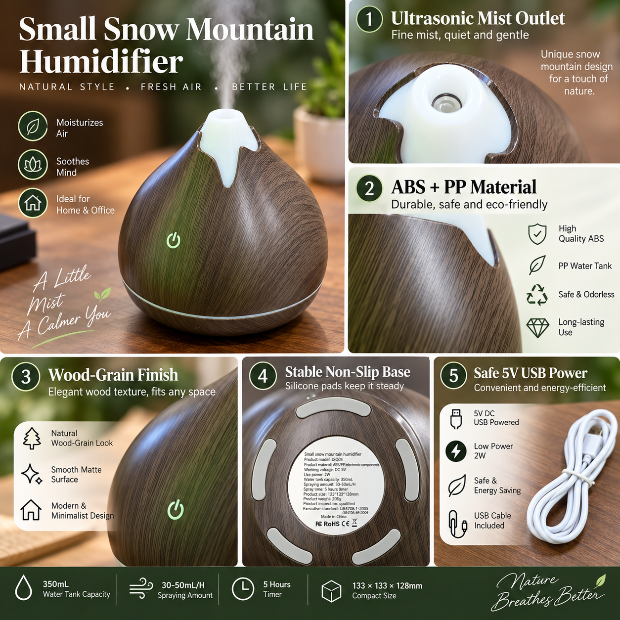 Wood Grain Aromatherapy Humidifier Essential Oil Diffuser Cool Mist LED Rooms UK 3 Wood Grain Aromatherapy Humidifier Essential Oil Diffuser Cool Mist LED Rooms UK - Image 3