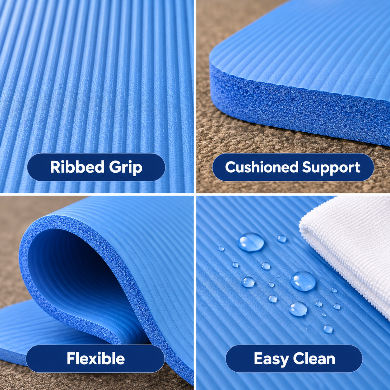 Home Vista Blue Yoga Mat Non Slip Exercise Fitness Pilates Gym Training Workouts 4 Home Vista Blue Yoga Mat Non Slip Exercise Fitness Pilates Gym Training Workouts - Image 4