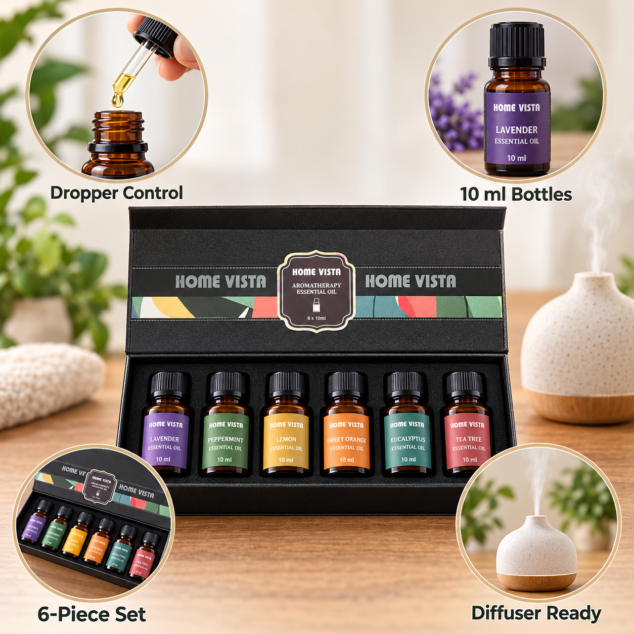6pc Aromatherapy Essential Oil Gift Set Fragrance Oil for Diffuser Relaxation UK 4 6pc Aromatherapy Essential Oil Gift Set Fragrance Oil for Diffuser Relaxation UK - Image 4