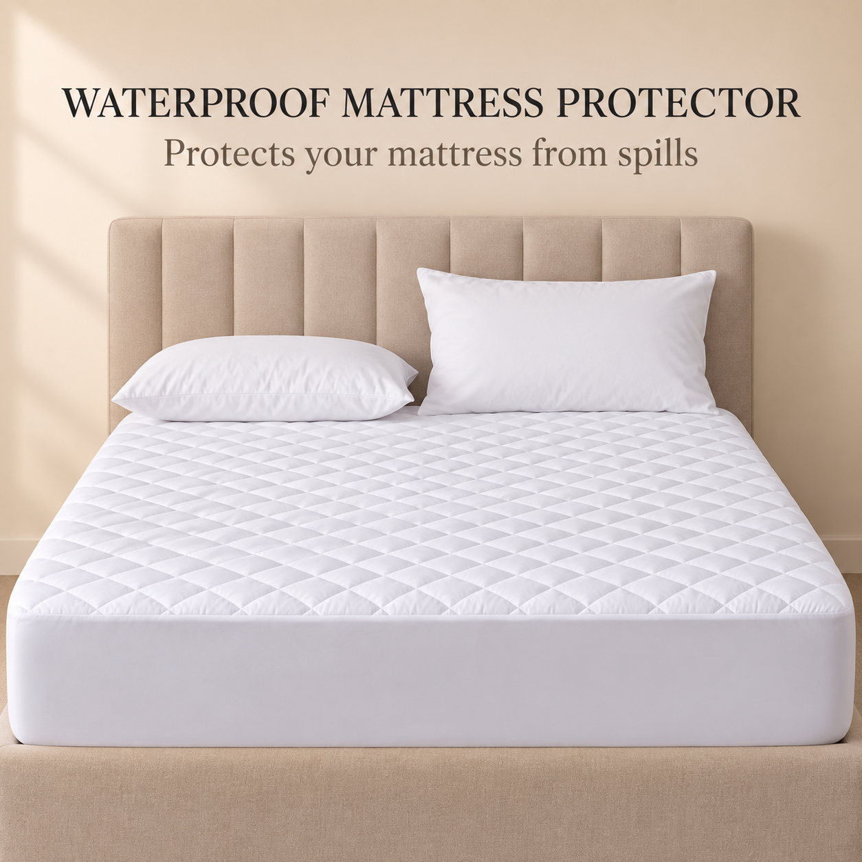 Waterproof Quilted Mattress Protector Fitted Bed Cover Deep Skirt Fresh White UK 1 Waterproof Quilted Mattress Protector Fitted Bed Cover Deep Skirt Fresh White UK