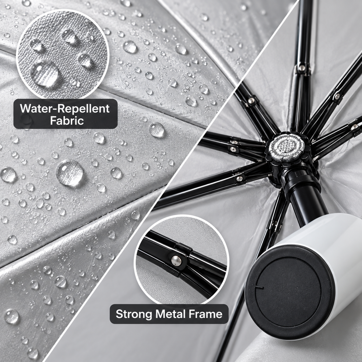 Reverse Folding Umbrella White Compact Upside Down Rain Protection Car Travel UK 2 Reverse Folding Umbrella White Compact Upside Down Rain Protection Car Travel UK - Image 2