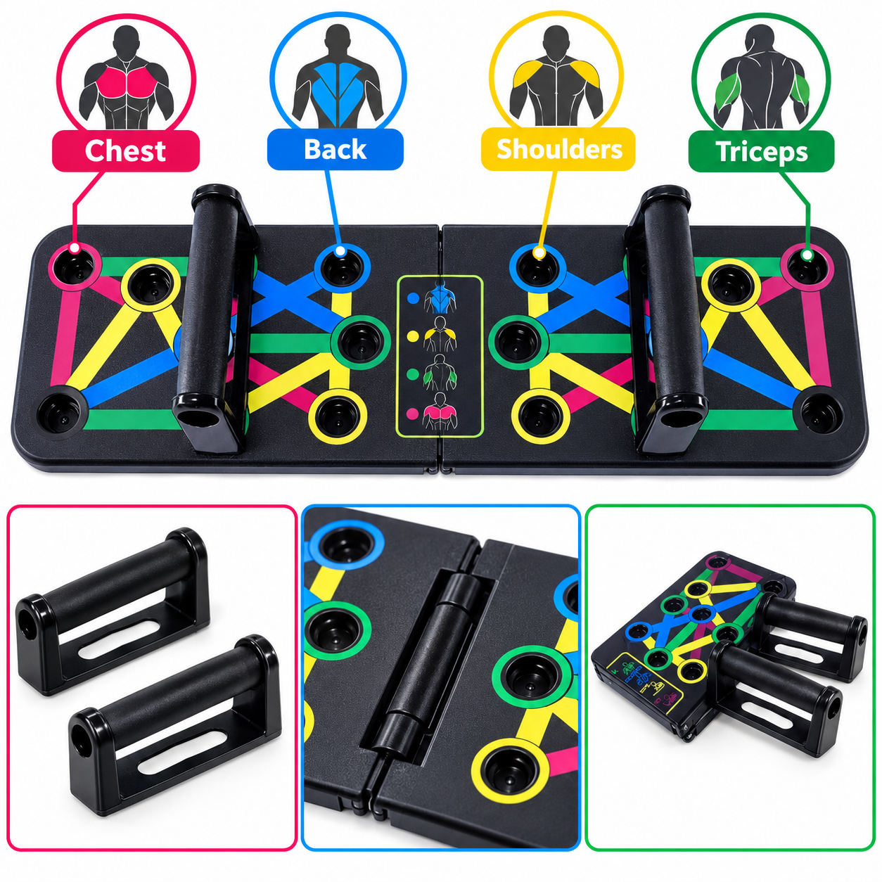 4-in-1 Foldable Push Up Board Home Gym Fitness Training Handles Chest Workout UK 5 4-in-1 Foldable Push Up Board Home Gym Fitness Training Handles Chest Workout UK - Image 5
