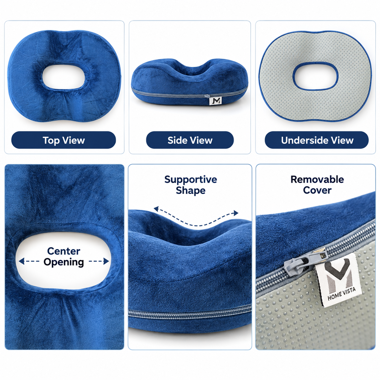 Blue Donut Seat Cushion Comfort Support for Office Chairs Home Car Travel Pillow 4 Blue Donut Seat Cushion Comfort Support for Office Chairs Home Car Travel Pillow - Image 4