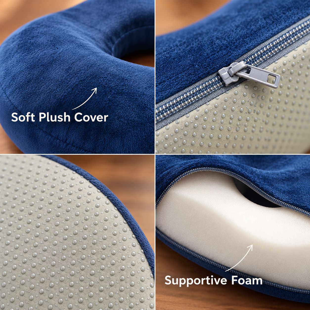 Blue Donut Seat Cushion Comfort Support for Office Chairs Home Car Travel Pillow 3 Blue Donut Seat Cushion Comfort Support for Office Chairs Home Car Travel Pillow - Image 3