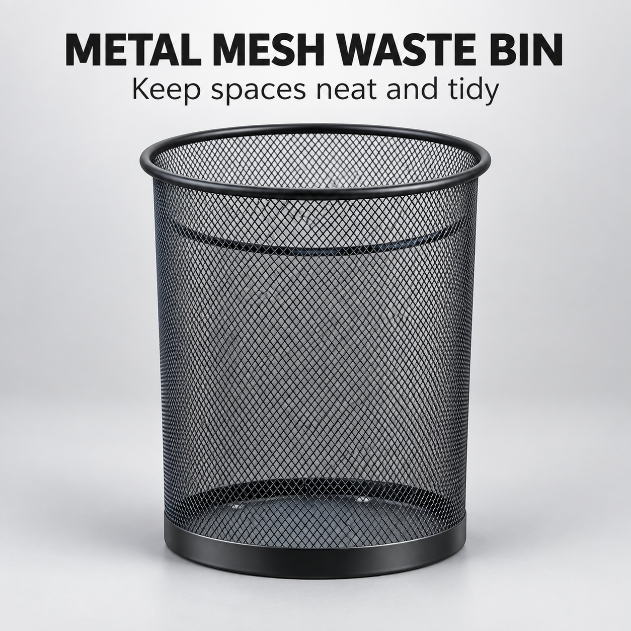 Black Metal Mesh Waste Paper Bin Office Home Bedroom Rubbish Basket Round UK New 1 Black Metal Mesh Waste Paper Bin Office Home Bedroom Rubbish Basket Round UK New