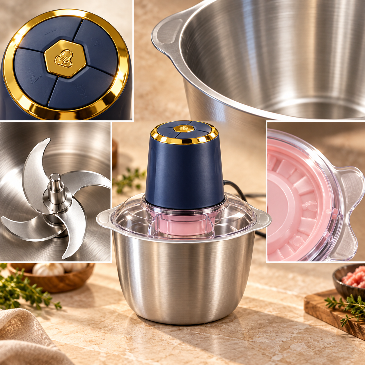 Electric Meat Grinder Food Chopper Mincer Stainless Steel Bowl Kitchen Processor 3 Electric Meat Grinder Food Chopper Mincer Stainless Steel Bowl Kitchen Processor - Image 3