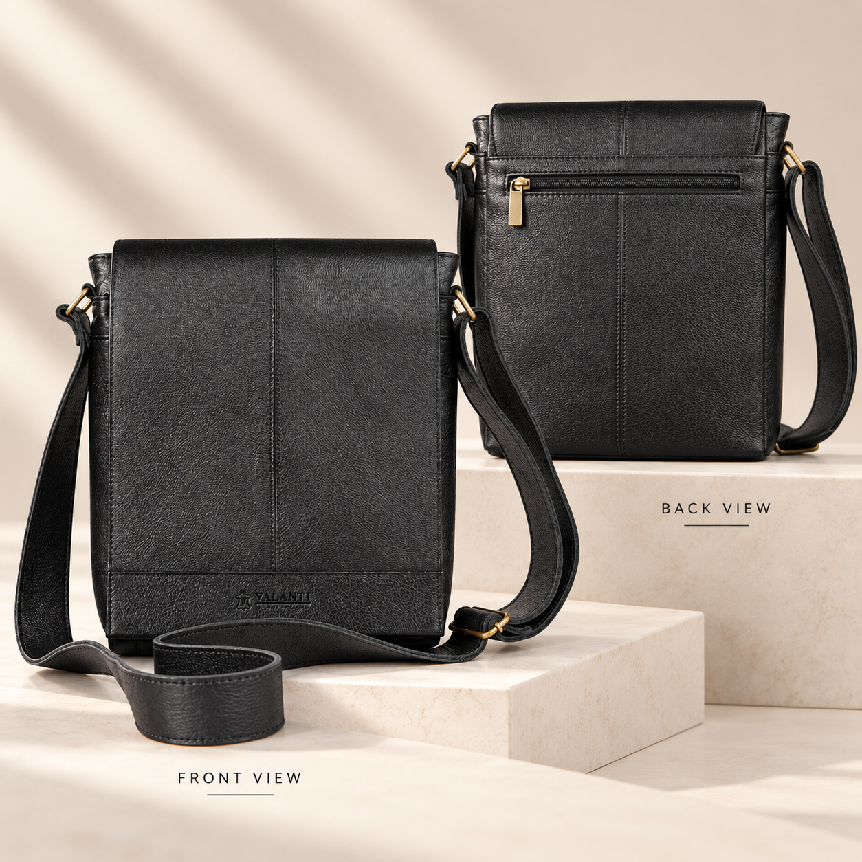 VALANTI Men's Black Leather Crossbody Bag Shoulder Messenger Work Travel Daily UK 5 VALANTI Men's Black Leather Crossbody Bag Shoulder Messenger Work Travel Daily UK - Image 5