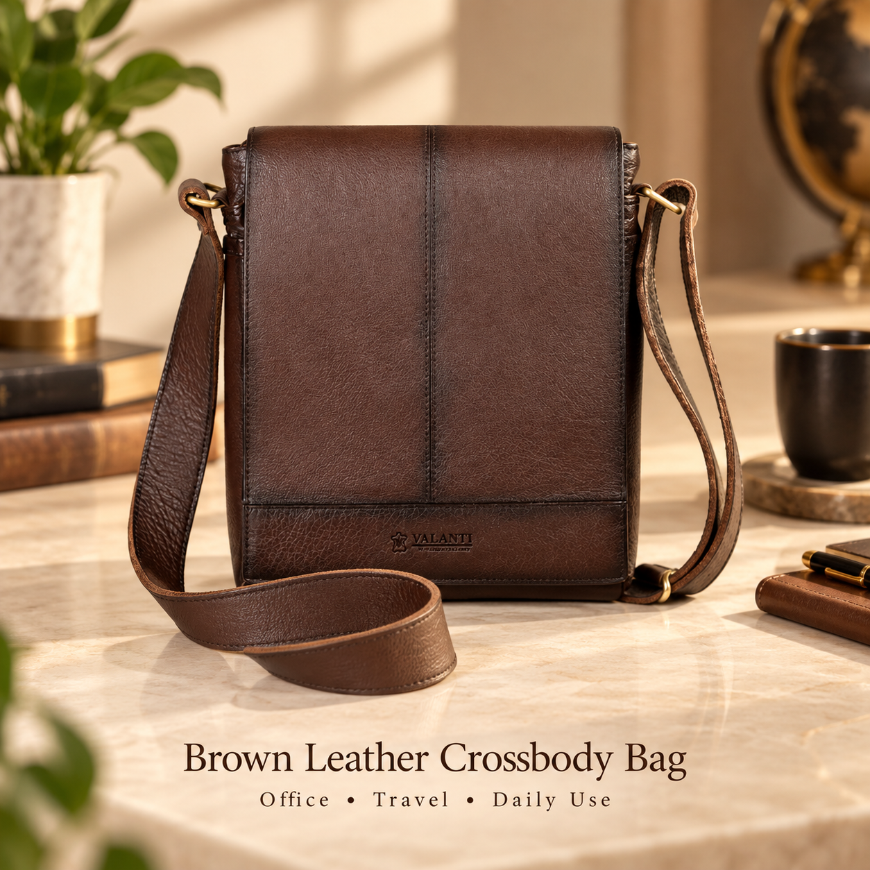 VALANTI Men's Brown Leather Crossbody Bag Shoulder Messenger Work Travel Daily UK 1 VALANTI Men's Brown Leather Crossbody Bag Shoulder Messenger Work Travel Daily UK