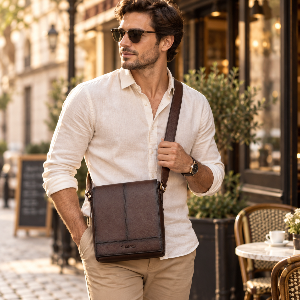VALANTI Men's Brown Leather Crossbody Bag Shoulder Messenger Work Travel Daily UK 2 VALANTI Men's Brown Leather Crossbody Bag Shoulder Messenger Work Travel Daily UK - Image 2