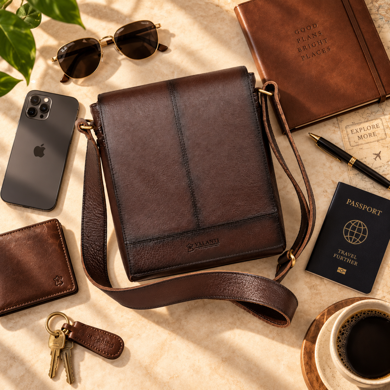 VALANTI Men's Brown Leather Crossbody Bag Shoulder Messenger Work Travel Daily UK 5 VALANTI Men's Brown Leather Crossbody Bag Shoulder Messenger Work Travel Daily UK - Image 5