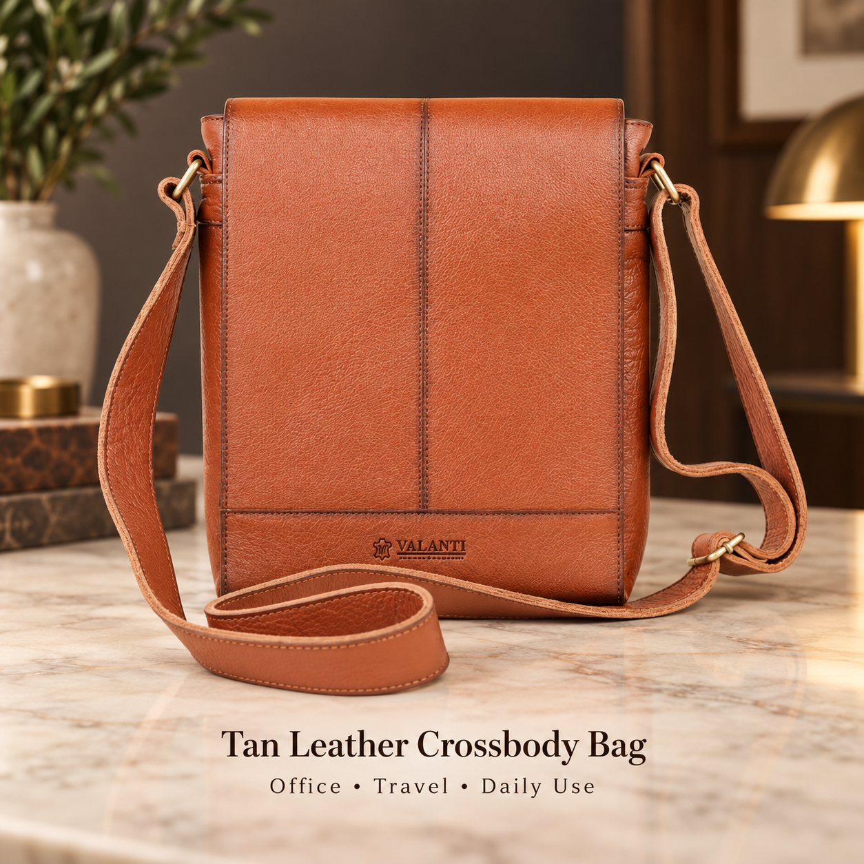 VALANTI Men's Tan Leather Crossbody Bag Shoulder Messenger Work & Travel Daily UK 1 VALANTI Men's Tan Leather Crossbody Bag Shoulder Messenger Work & Travel Daily UK