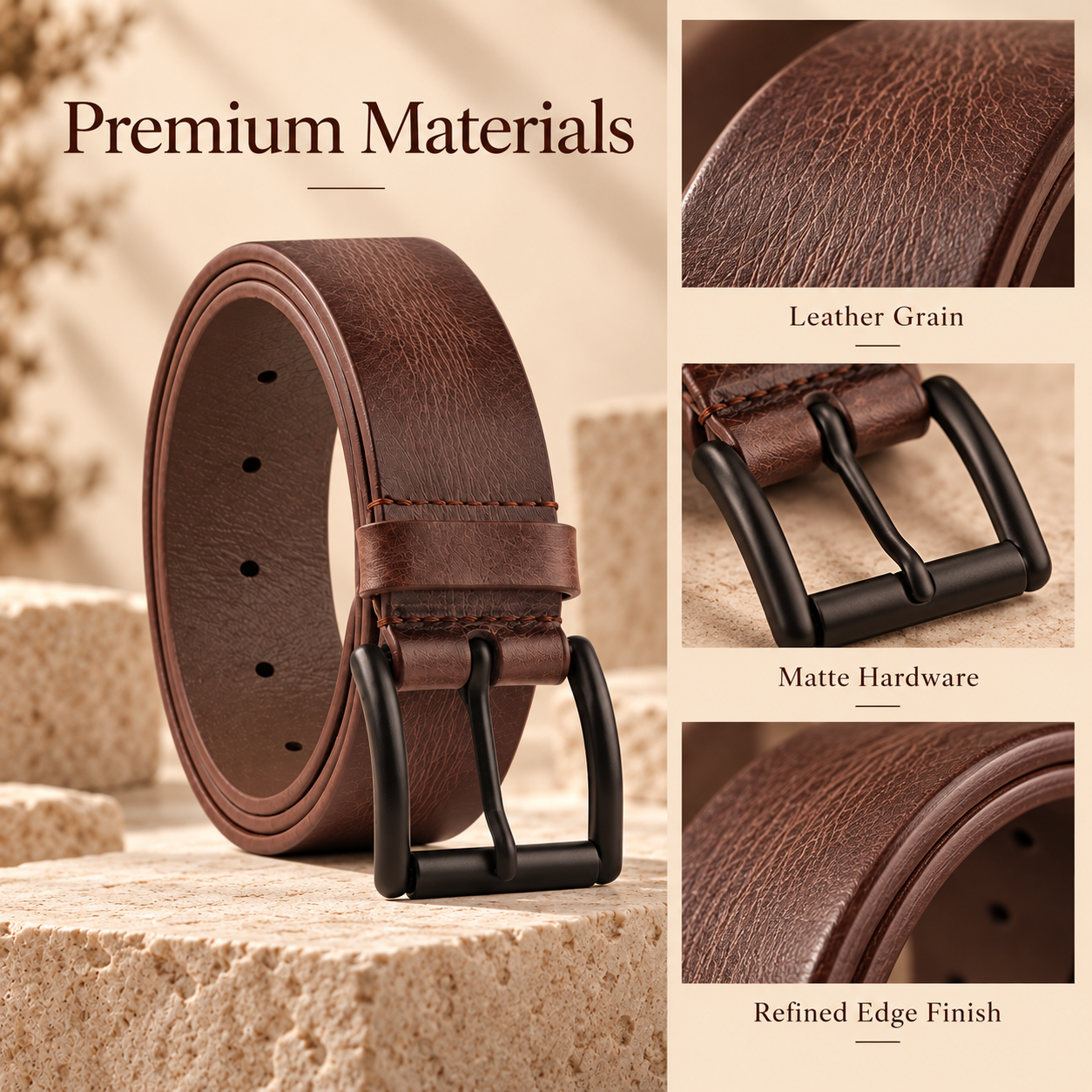 Men's Dark Brown Leather Belt Black Pin Buckle Casual Formal Everyday Gift New UK 4 Men's Dark Brown Leather Belt Black Pin Buckle Casual Formal Everyday Gift New UK - Image 4