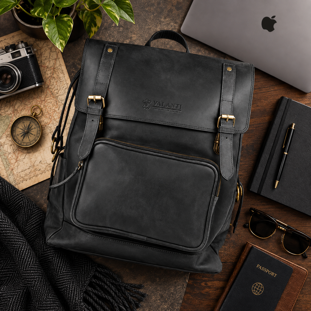 VALANTI Black Leather Backpack Laptop Travel Work School College Rucksack Bag UK 5 VALANTI Black Leather Backpack Laptop Travel Work School College Rucksack Bag UK - Image 5