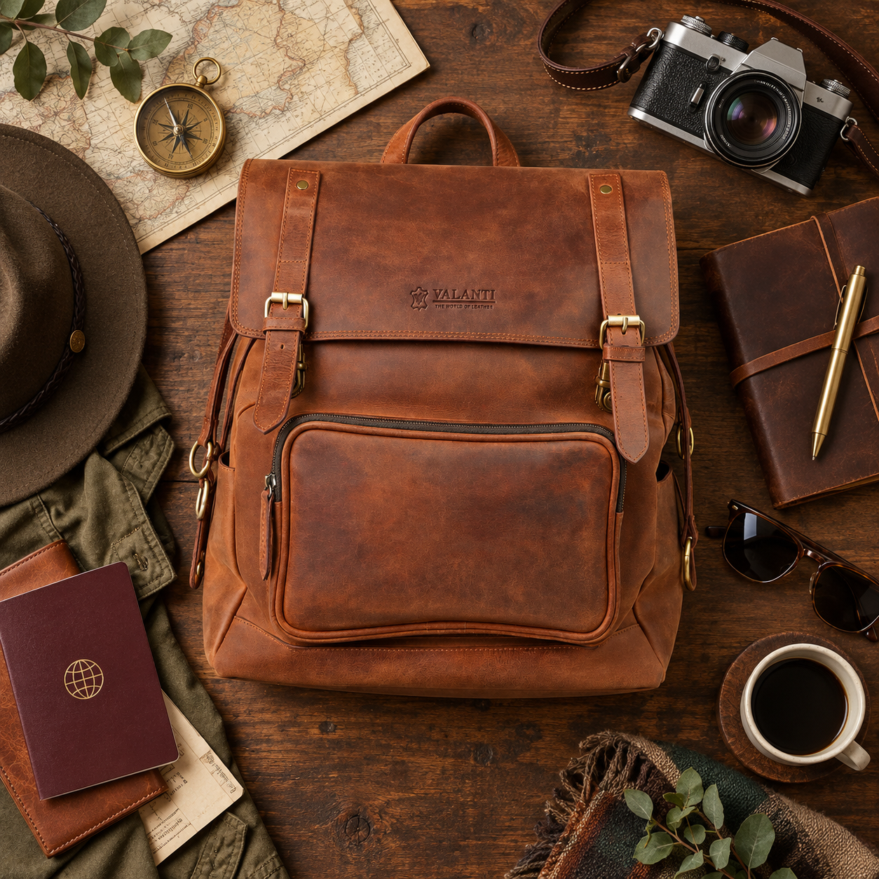 VALANTI Vintage Brown Leather Backpack Laptop Travel Work School Rucksack Bag UK 5 VALANTI Vintage Brown Leather Backpack Laptop Travel Work School Rucksack Bag UK - Image 5