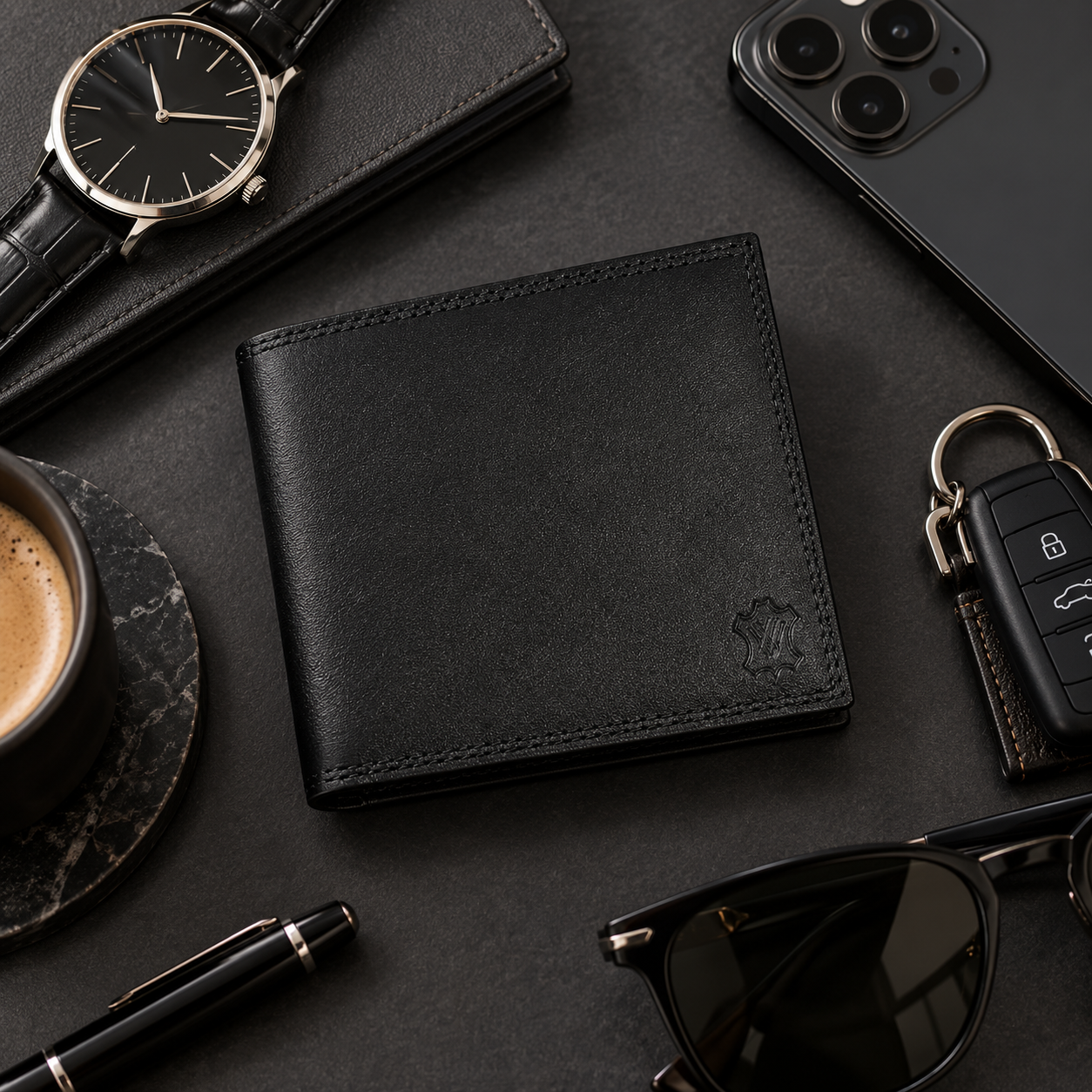 VALANTI Men's Black Leather Bifold Wallet Slim Card Cash ID Holder Formal Gift UK 5 VALANTI Men's Black Leather Bifold Wallet Slim Card Cash ID Holder Formal Gift UK - Image 5