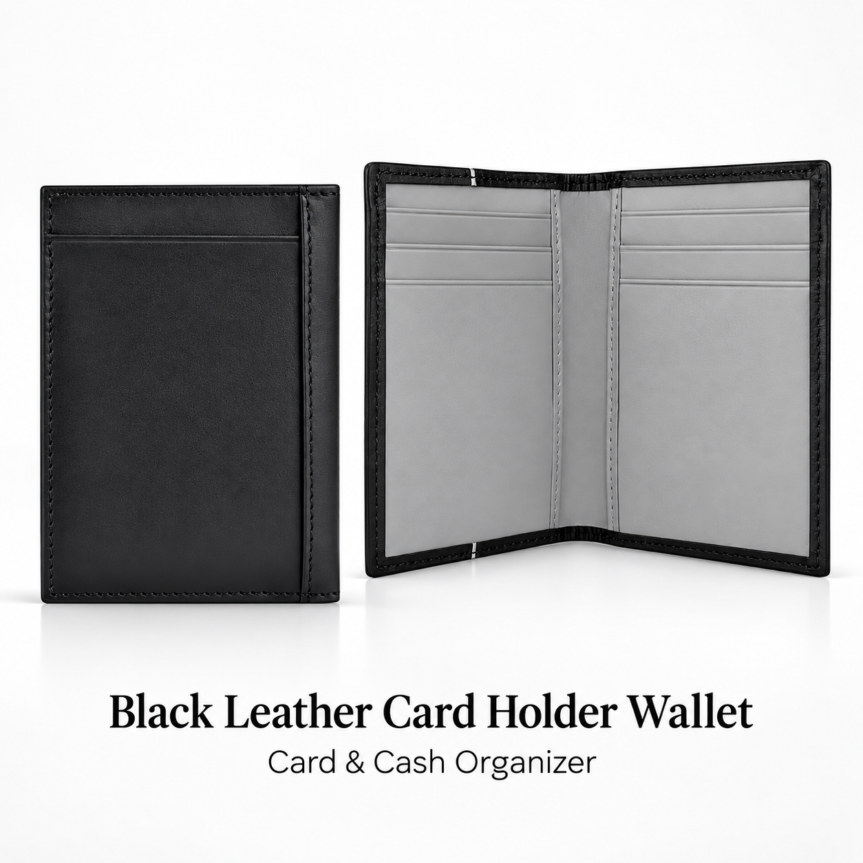 VALANTI Men's Black Grey Leather Cardholder Wallet 8 Slots Slim Bifold Cash ID UK 1 VALANTI Men's Black Grey Leather Cardholder Wallet 8 Slots Slim Bifold Cash ID UK
