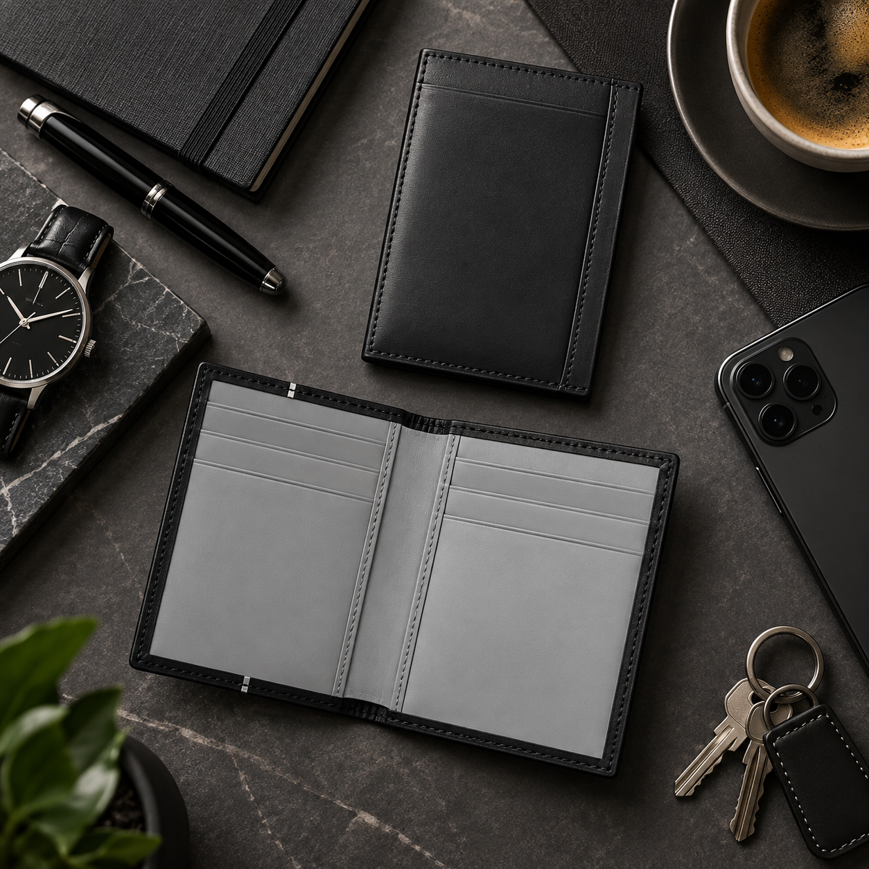 VALANTI Men's Black Grey Leather Cardholder Wallet 8 Slots Slim Bifold Cash ID UK 5 VALANTI Men's Black Grey Leather Cardholder Wallet 8 Slots Slim Bifold Cash ID UK - Image 5