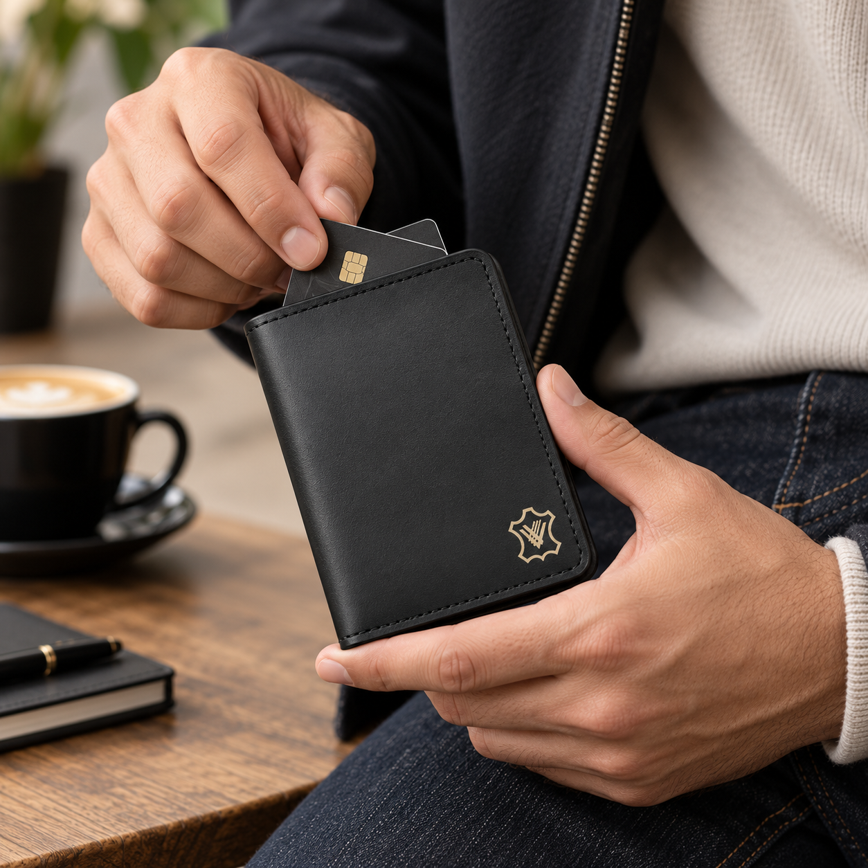 VALANTI Men's Black Leather Wallet Slim Bifold Card Holder Cash Purse Gift Box UK 2 VALANTI Men's Black Leather Wallet Slim Bifold Card Holder Cash Purse Gift Box UK - Image 2