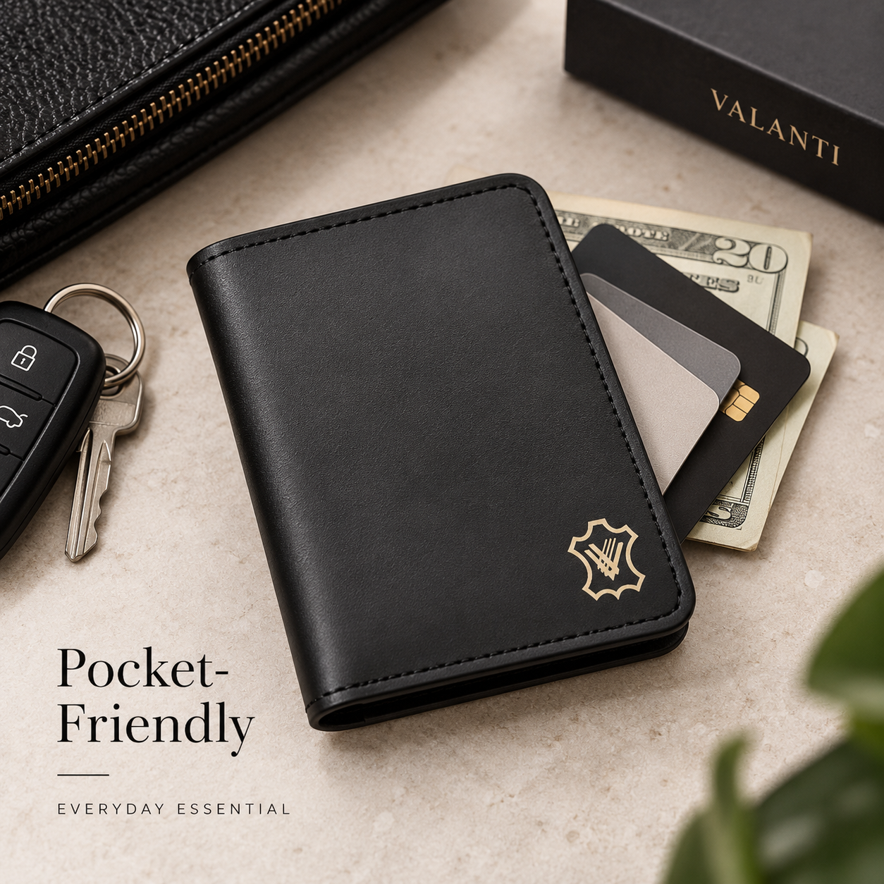 VALANTI Men's Black Leather Wallet Slim Bifold Card Holder Cash Purse Gift Box UK 5 VALANTI Men's Black Leather Wallet Slim Bifold Card Holder Cash Purse Gift Box UK - Image 5