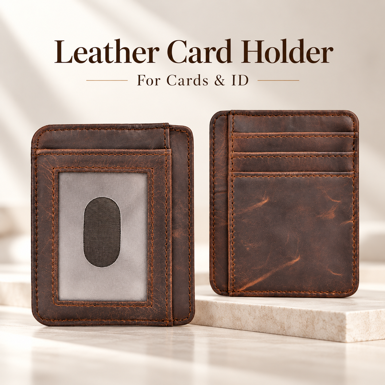 VALANTI Men's Brown Leather Card Holder Slim Wallet ID Window Slots Cash Gift UK 1 VALANTI Men's Brown Leather Card Holder Slim Wallet ID Window Slots Cash Gift UK