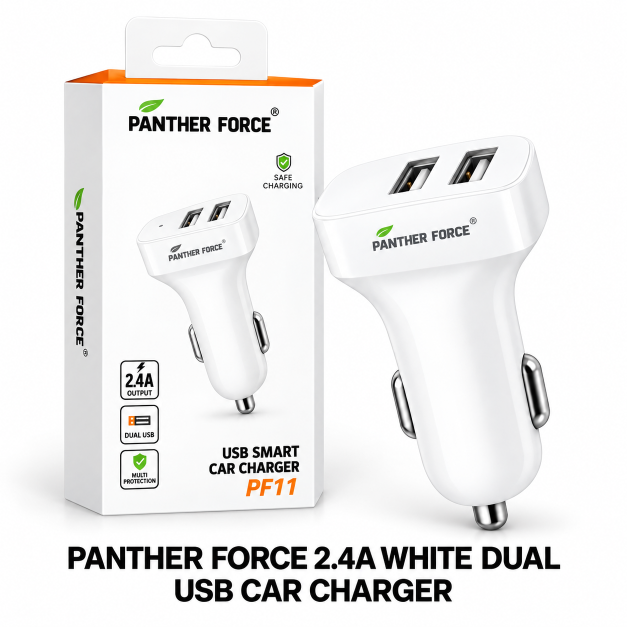 ANTHER FORCE Dual USB Smart Car Charger – White 1 ANTHER FORCE Dual USB Smart Car Charger – White