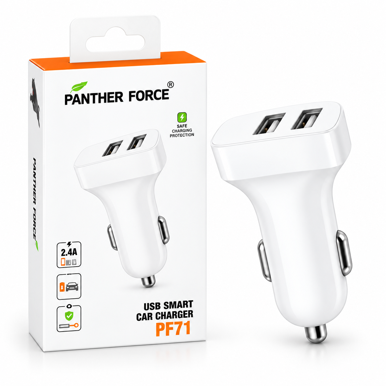 ANTHER FORCE Dual USB Smart Car Charger – White 2 ANTHER FORCE Dual USB Smart Car Charger – White - Image 2